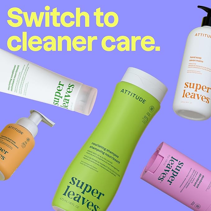 ATTITUDE Liquid Hand Soap, EWG Verified, Plant and Mineral-Based, Vegan Personal Care Products, Earl Grey & Fresh Cucumber Scent, 135.26 Fl Oz