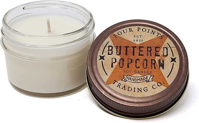 Buttered Popcorn 4 Oz Scented Soy Aromatherapy Candle w/Jar