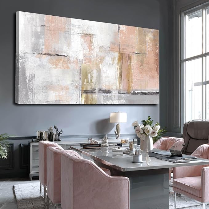 SOUGUAN Large Abstract Canvas Wall Art Modern Wall Decor Pink Art Posters 29"x58" Home Decorations for Living Room Artwork for Office