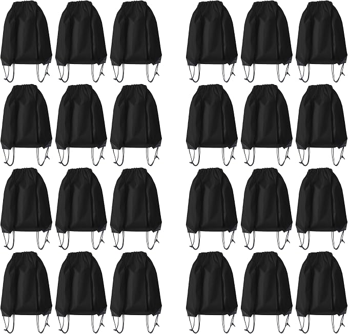 Drawstring Backpack Bulk 24Pcs Draw String Backpack Bags DIY Gym Sports Traveling Yoga Cinch Bag Sackpack Drawstring(black)