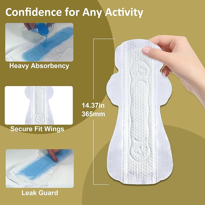uNeat Ultra Thin Breathable Feminine Pads with Wings for Women, Odor-Neutralizing Tech, Unscented, Heavy Absorbency, Overnight Pads (Extra Long, 8 Count)