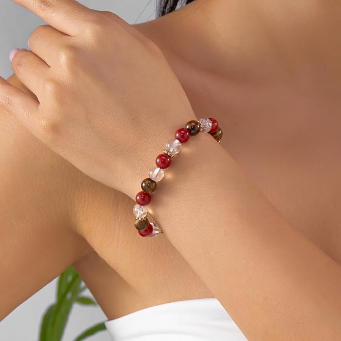 Healing Crystal Bracelet for Women Men Inspirational Bracelet Natural Stone Stretch Bracelet Spiritual Crystal Beads Bracelet Anxiety Relief Jewelry Gifts