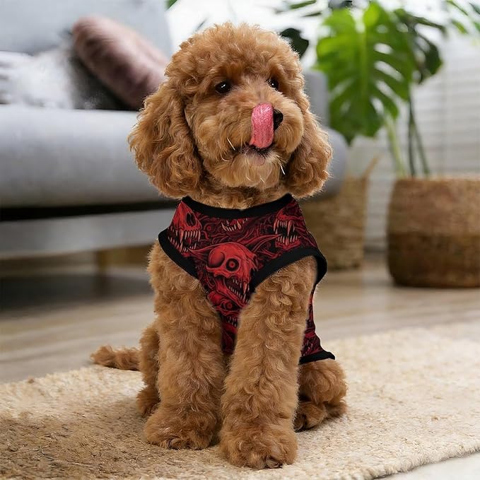 Halloween Pet Vest Bloody Skull Pet Shirts Large | horror wolf Dog Shirt Vest cute pet Sleeveless Vests Ice Silk Dog T-Shirts holiday Dog Clothes Halloween Canine Wear