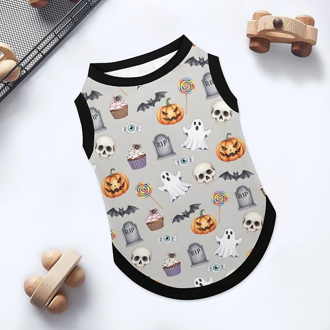 Halloween Pet Vest Pumpkin Boo Pet Shirts X-Small | candy dessert Dog Shirt Vest cute pet Sleeveless Vests Ice Silk Dog T-Shirts holiday Dog Clothes Halloween Canine Wear