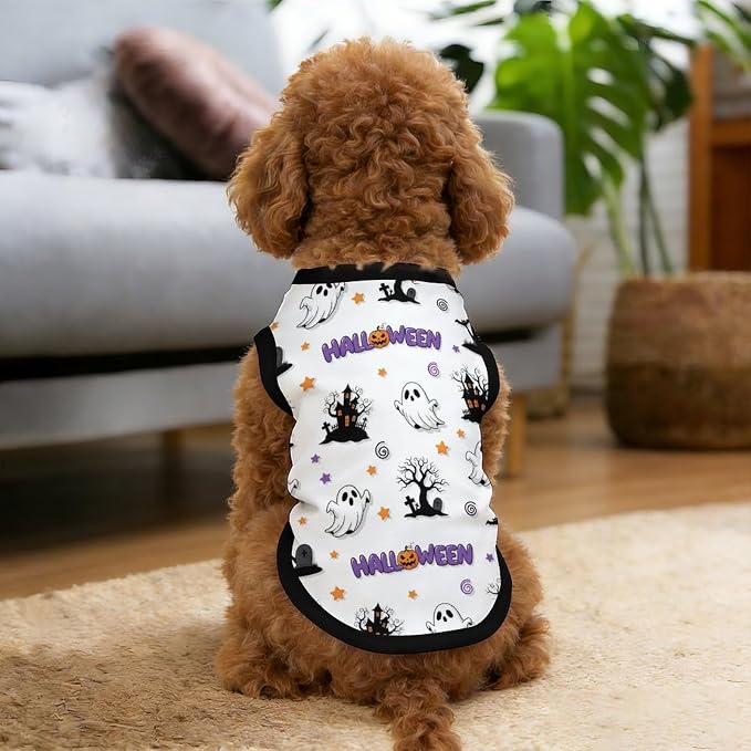 Halloween Pet Vest Castle Boo Star Pet Shirts Small | spooky season Dog Shirt Vest cute pet Sleeveless Vests Ice Silk Dog T-Shirts holiday Dog Clothes Halloween Canine Wear