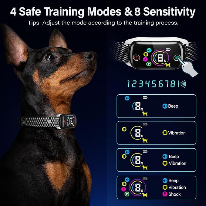 Dog Bark Collar ‌-Honeynet Smart Anti-Barking Training Device with 8 Sensitivity Levels, Beep/Vibration Modes, Auto Correction for Small/Medium/Large Dogs, IP67 Waterproof (Orange)