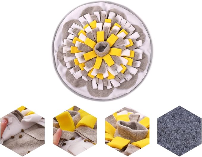Vedem Small Animal Snuffle Mat Fleece Foraging Mats Interactive Feeding Toy Rabbit Guinea Pig Rat Hamster Anti Slip Treat Dispenser (Grey)