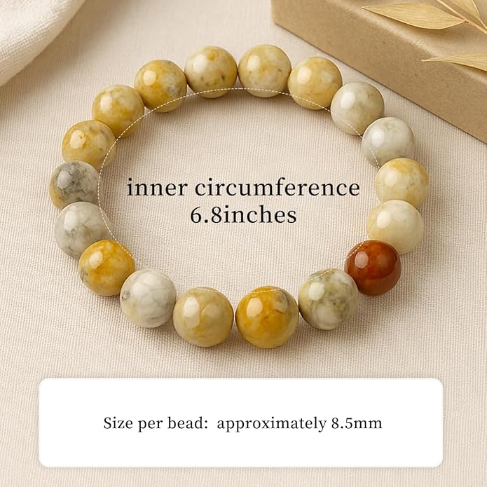 8mm Natural Gemstone Beaded Bracelet for Women, Dainty Round Crystal Stretch Bracelets, Spiritual Healing & Calming Stone Jewelry Gift