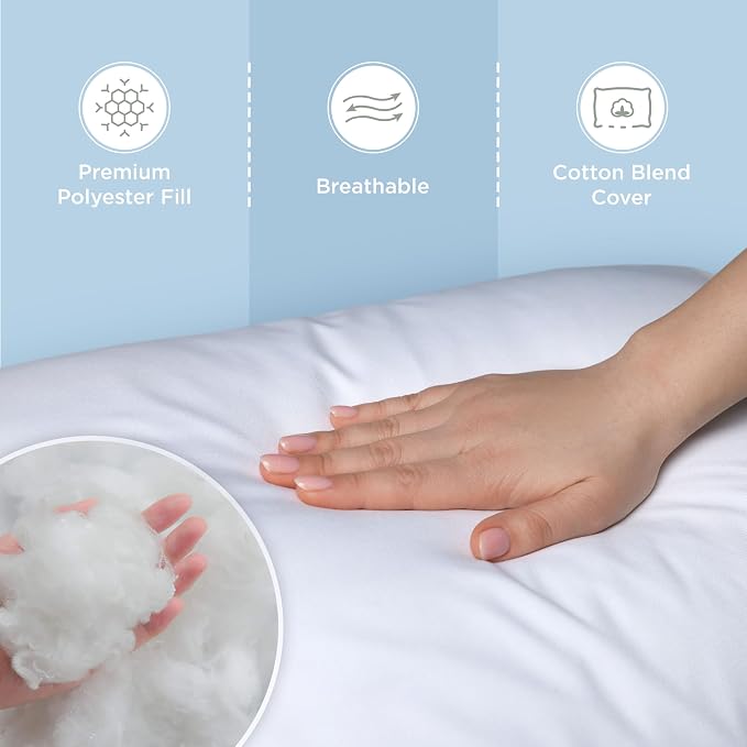 2-Pack Decorative Throw Pillow Inserts 20" x 20" – Soft, Supportive & Fluffy Cushion Fillers – Cotton Blend Cover with Plush Polyester Fill – Perfect for Sofa, Bed & Living Room – White