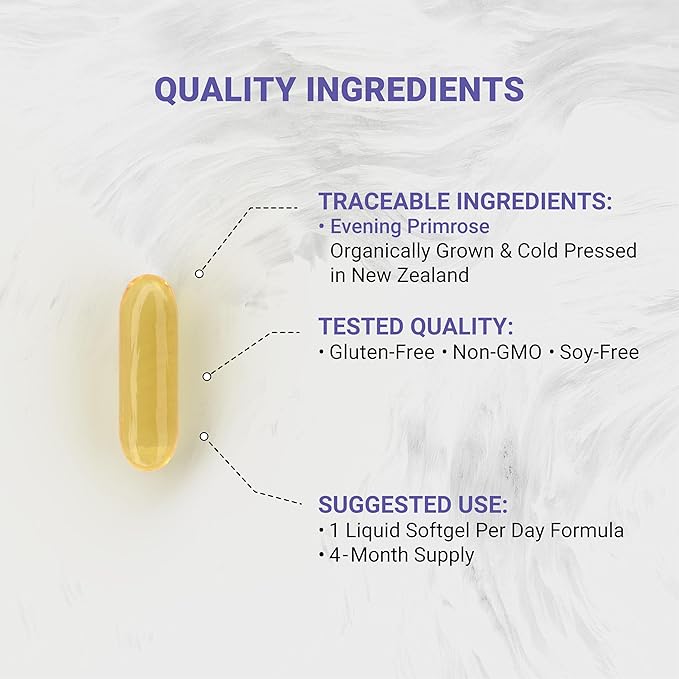 Naturalis Evening Primrose Oil (1300mg) | 100% Natural from New Zealand | Non-GMO, Soy & Gluten Free, Zero Filler | 120 Softgels