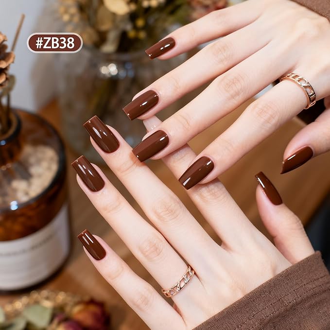 12 PCS Nail Polish Set 10 Color With 2PCS Base and Top Coat Quick Drying Fall Nude Brown White Red Color Holiday Gift for Her 5ML