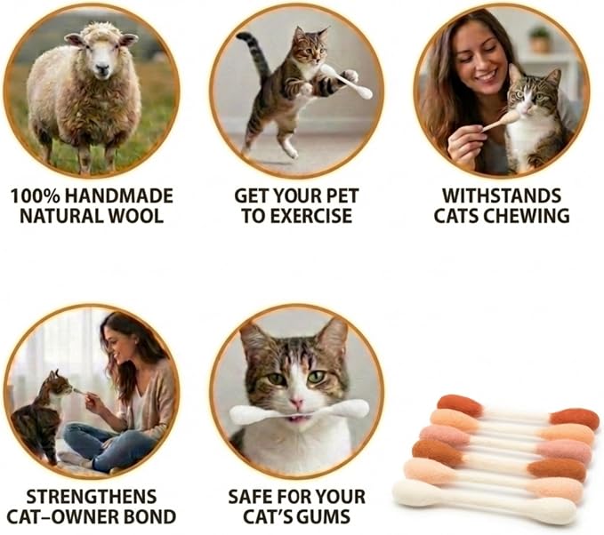 Glaciart One Swabs Cat Toys with Catnip - 6 Pk | Durable for Chew, Cute Cat Toys Interactive Kitty for Boredom, Exercise, & Play | Filled w/Organic Catnip for Anxiety & as Digestive Aid | Gift Idea