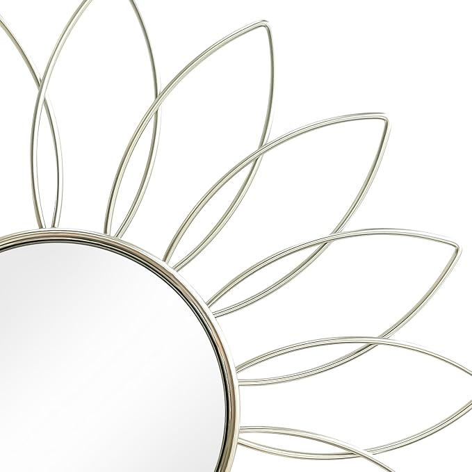3 Pack Metal Mirrors for Wall Sunburst Wall Mirrors Home Décor Decorative Hanging Wall Art for Living Room Bedroom Entryway (Silver2, Flowers)