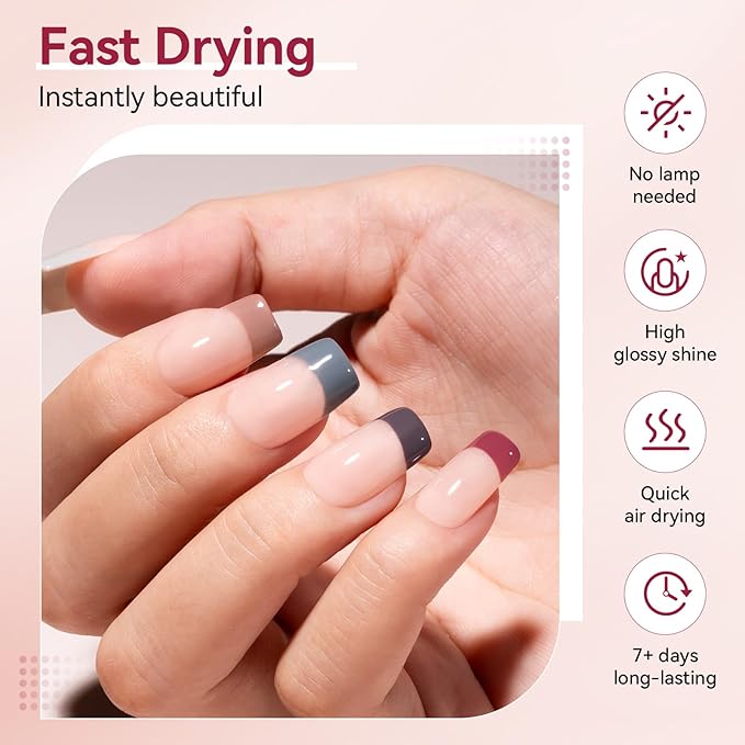 Nude Grays Nail Polish Set, Non Gel, 6 Colors Nude Pink Brown Red Dusty Rose Nail Polishes Neutral Color for All Seasons, Fast Air Dry Nail Art DIY at Home Manicure Gift for Women Girls