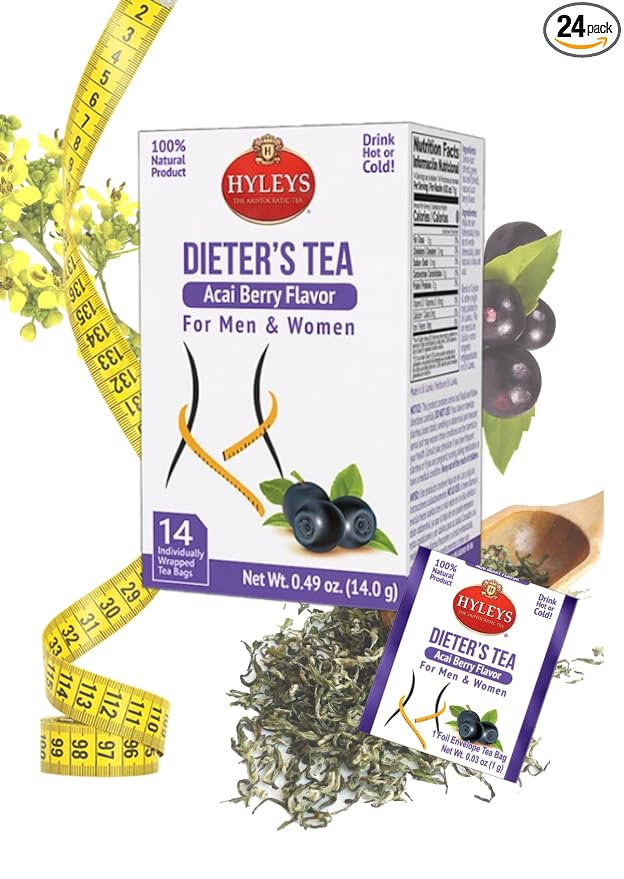 Hyleys Dieter's Tea with Acai Berry Flavor - 14 Tea Bags - Slimming Weight Loss Detox Cleanse Tea (24 Pack - 336 Tea Bags Total)