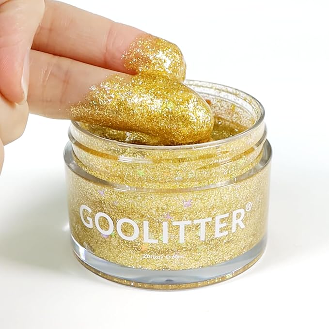 Face, Body & Hair Holographic Gold Glitter Gel [Pharaoh Gold] 2oz (60mL) | Fine | K-Beauty | Halloween, Festival, EDM, Rave, Party, Concert, Costume Makeup | Vegan, Cruelty Free