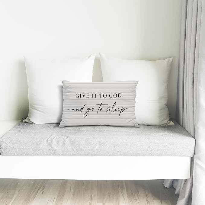 Give It to God and Go to Sleep, Decorative Corduroy Pillows Cover for Bed,Corduroy Pillows Cover for Bed,12x20 Inch Pillow Case,Decorative Corduroy Pillows Cover for Room（Cream 12" x 20"）