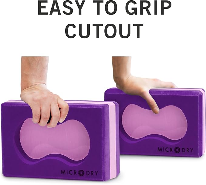 MicroDry Sure Grip Yoga Block Set of 2 - Purple/Pink