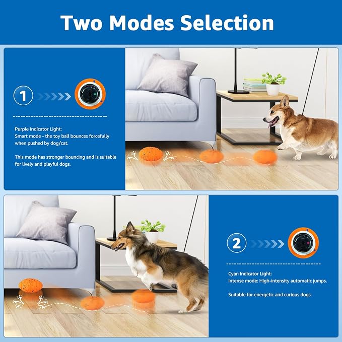 Dolita Interactive Dog Toy 2 Modes Tough Chewers Dog Ball, Smart Automatic Rolling Ball, E-TPU Material for Aggressive Chewers, Large/Medium Dogs