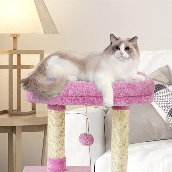Cute Cat Tree Kitten Cat Tower Condo Cat Furniture Sisal Scratching Posts P | FISH&NAP For Indoor Jump Platform Activity Center Play House Pink