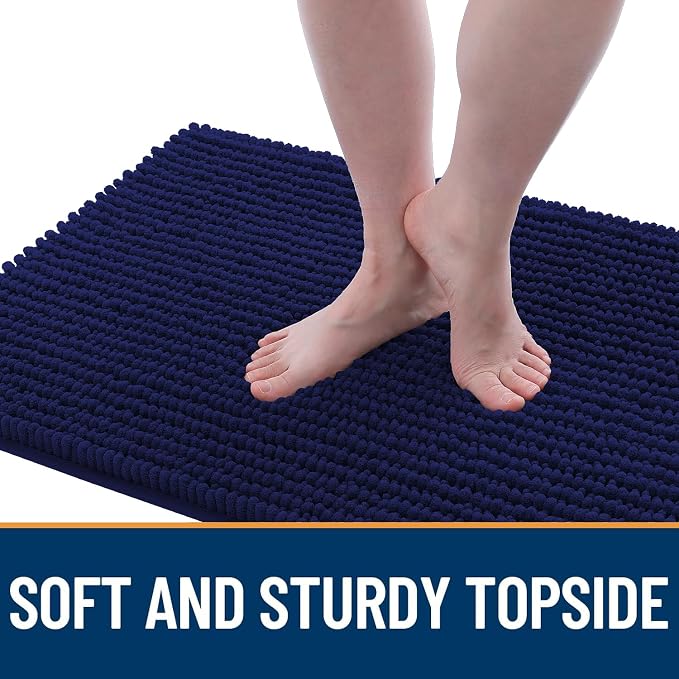 OLANLY Dog Door Mat for Muddy Paws 70x24, Extra Absorbent Chenille Mud Mat | Navy Blue, Absorbs Moisture and Dirt, Non-Slip Machine Washable Doormat, Quick-Drying Indoor Entryway Floor Mat for Dogs