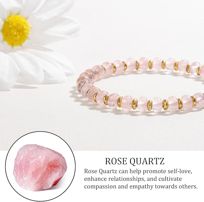 GolbalJew 4 * 6mm Gemstone Rondelle Bead Bracelets for Women Healing Crystal Stone Beads Bracelet Handmade Beaded Spiritual Jewelry Gifts