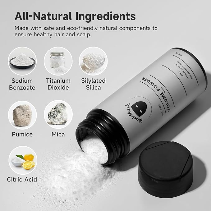 BlackMask Texture Powder for Men, Easy to Apply - Instantly Adds Texture & Volume, All-Natural Ingredients, Strong Hold, Hair Powder for Men (Pack of 3)
