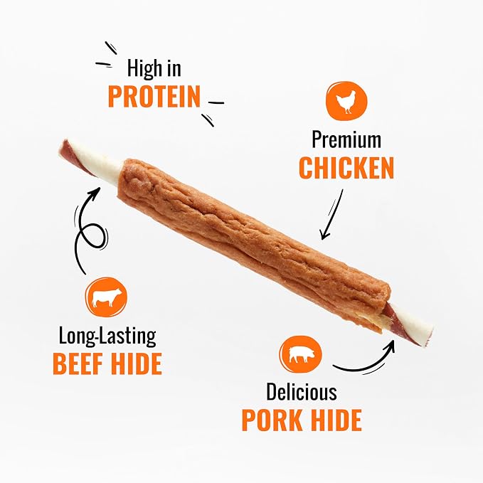 Good 'n' Fun Ribs Long-Lasting Dog Treat Made With Real Protein, 8.4 oz | Premium Chicken, Pork and Beef Hide Chew, Supports Dental Health and Mental Stimulation, For Adult Dogs