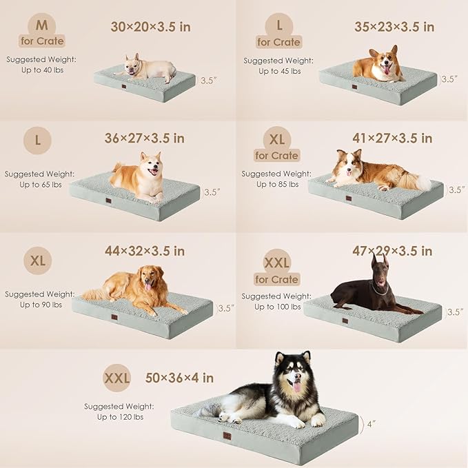 EHEYCIGA Orthopedic Dog Bed Extra Large with Removable Washable Cover, 50IN | Egg Crate Foam Support, Durable Oxford fabric, Non-Slip Bottom, Machine Washable, Soft Waterproof Plush Pet Bed Mat For Crate
