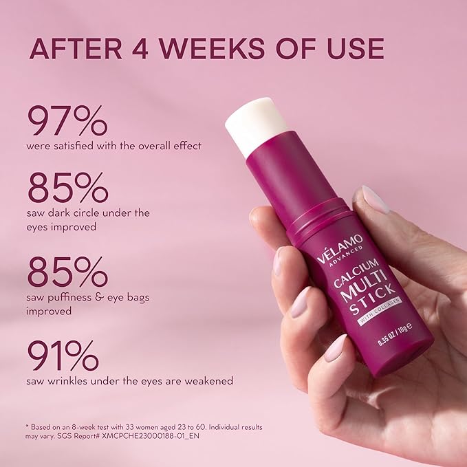 VELAMO ADVANCED Calcium Multi Balm Stick: Anti-Aging, Hydrating & Firming for Under Eye, Face & Neck - Travel Essentials All In One Calcium Volume Multi Balm with Collagen & Bakuchiol, 0.35 oz/10g