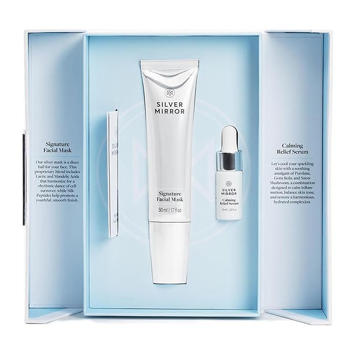 Signature Facial Mask (1.7 fl oz) & Serum (0.33 fl oz), Skin Care Set, 2-Step Face Tightening and Lifting Skincare, Anti Wrinkle, with Hyaluronic Acid, for Instant Face Lift