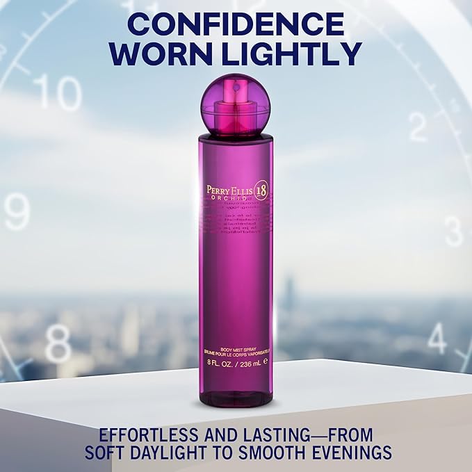 Perry Ellis 18 Orchid Body Spray for Women - Floral & Vanilla Body Mist, Perfumes for Women, Long Lasting Fragrance, EDT, Eau De Parfum with Fresh Scent - 8 fl oz (200 mL)
