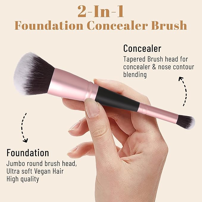 4-in-1 Color Changing Foundation with SPF 50 - Medium Spectrum Longwear Match Foundation with 2 Brushes - Moisturizing & Concealer Face Makeup for All Skin Types