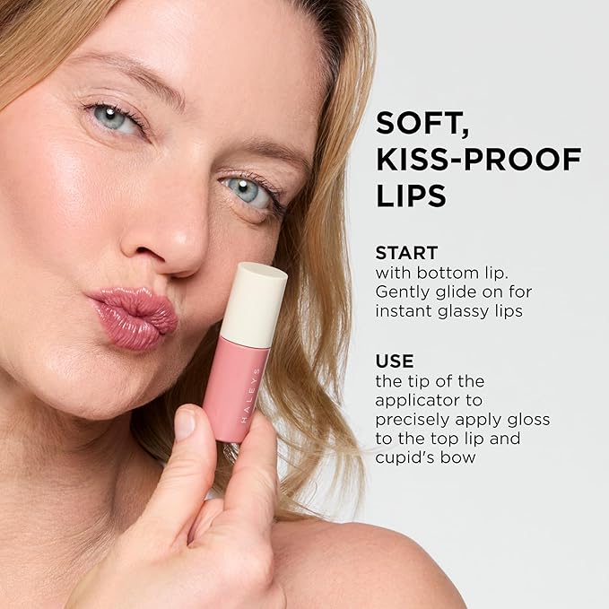 HALEYS Re-dew Lip Gloss to Stain - Hydrating Kiss-Proof Formula with Vegan Squalane & Vitamin E - Lightweight Transfer-Proof Hybrid for Soft Color, Cushiony Moisture & All-Day Wear (Flirt)