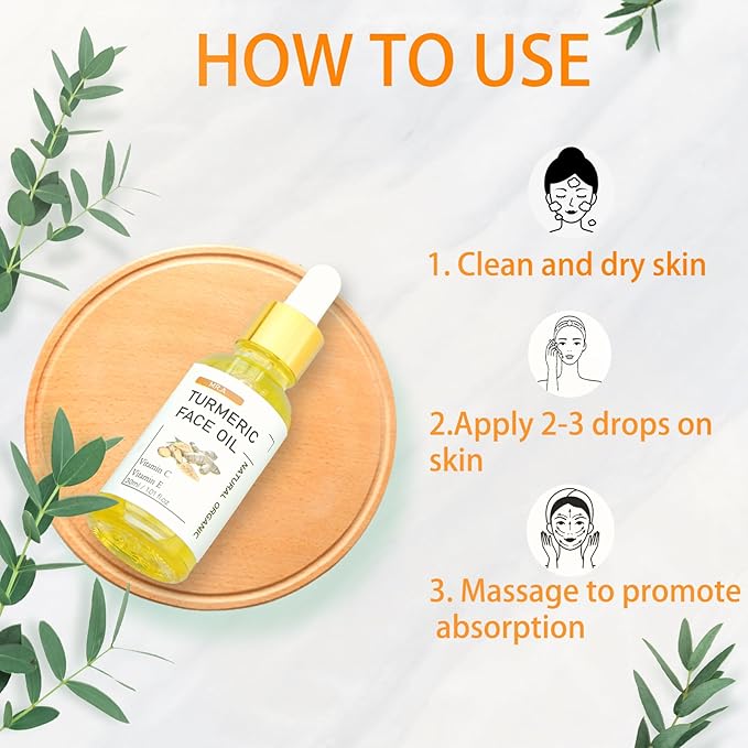 MR.A 2Pack Turmeric Oil, Turmeric oil with Vitamin C for Face Body, Great for Cleanses Skin, Moisturize & Soothing skin, Tumeric Face Oil for All Skin Type