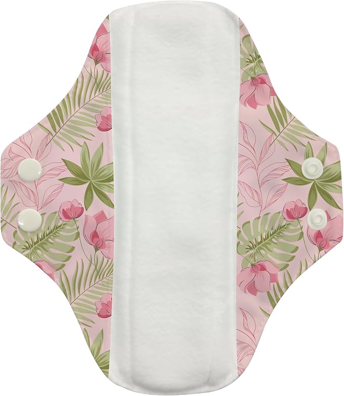 Charlie Banana - Reusable Feminine Pads Regular 3 Pack with Pouch | Washable Menstrual Pads for Medium Absorbency | Pink Forest