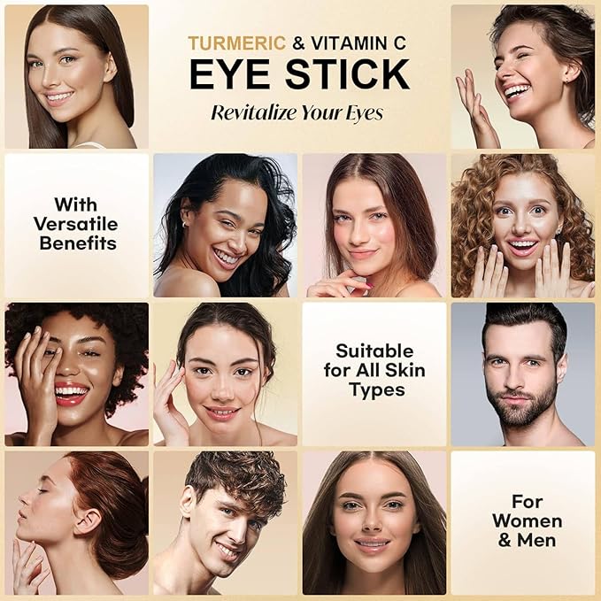 Turmeric Vitamin C Eye Cream, Eye Roller Under Eye Cream for Dark Circles & Puffiness, Anti-Aging Eye Roll On Treatment to Smooth Wrinkles, Fine Lines & Firm Skin for Men & Women, 15ml
