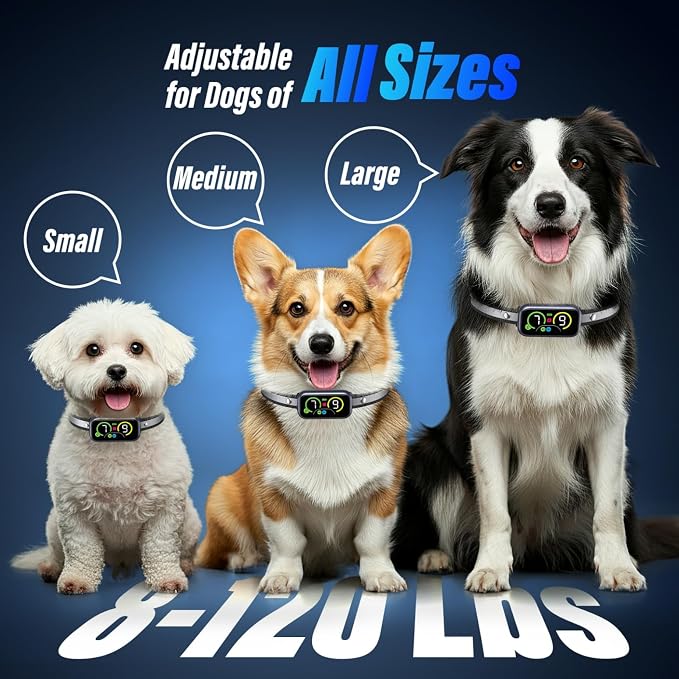 Dog Bark Collar, Instant Bark Solution, Smart Anti Barking Device with 4 Correction Modes, Fast-Acting Barking Collar for for Large Medium Small Dogs 5-150lbs, Ideal for Home & Outdoor