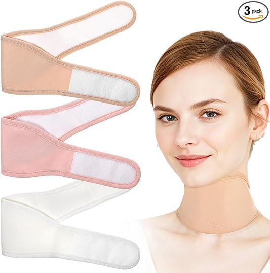 ElevateTech Castor Oil Pack for Thyroid Neck, 3 Pcs Reusable Organic Castor Oil Neck Wrap Compress Packs Comfort Flannel for Women Men Necks Care, Anti Oils Leak, Oils Not Included, White, Khaki, Pink
