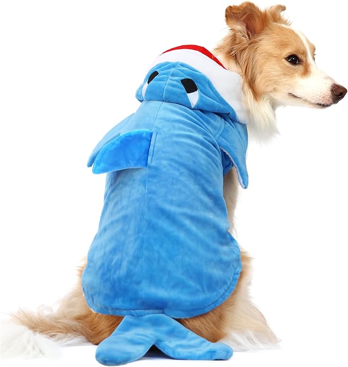 NACOCO Pet Shark Costume Clothes, Cute Christmas Dog Apparel Outfit for Large Dogs, Fall and Winter (Blue, 5XL)