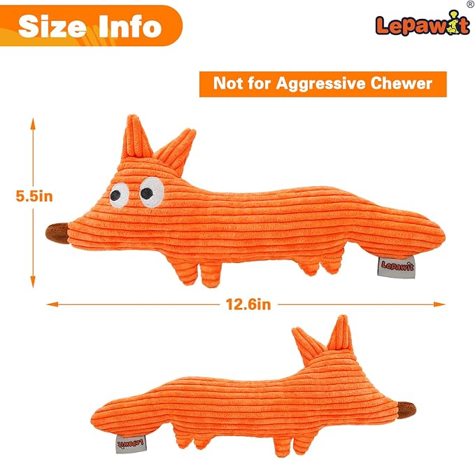 Squeaky Dog Toy for Small & Medium Dogs, Fox-Shaped Plush Toy