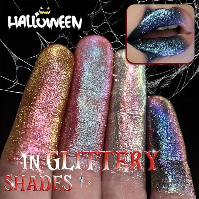 Kaely Glitter Metallic Lipstick, Shimmer Metallic Lipsticks for Women, High Pigmented Lip Gloss Long Lasting Waterproof Smudge Proof 24 Hour, Halloween Makeup, Vegan & Cruelty-Free, 12