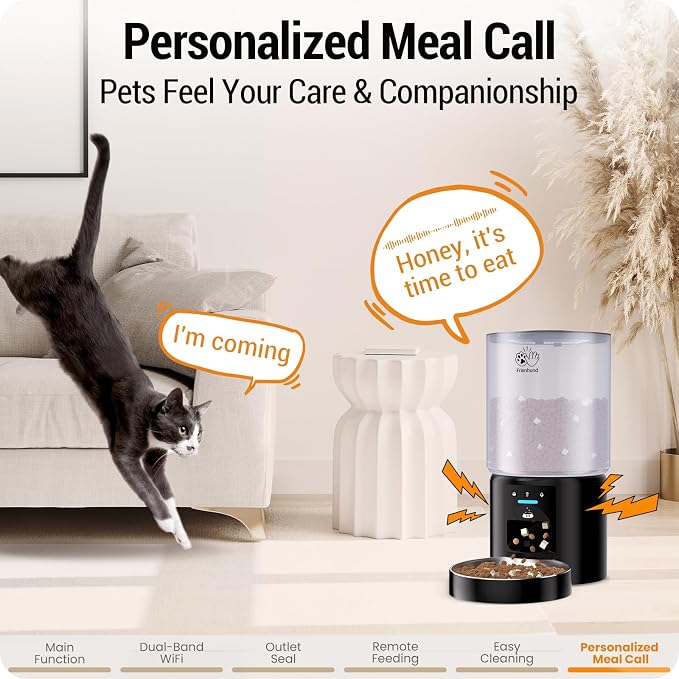 Automatic Cat Feeder with 5G WiFi : 5L Automatic Dog Feeder with Sealed Outlet, Timed Auto Cat Food Dispenser with APP Control for Pets, Detachable for Easy Clean - 21 Cup