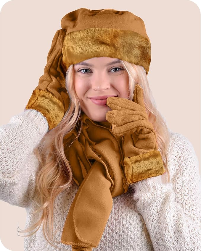 boxed-gifts Women's Warm Fleece Winter - Women's Hat and Glove Set + Hats Gloves Scarves for Women