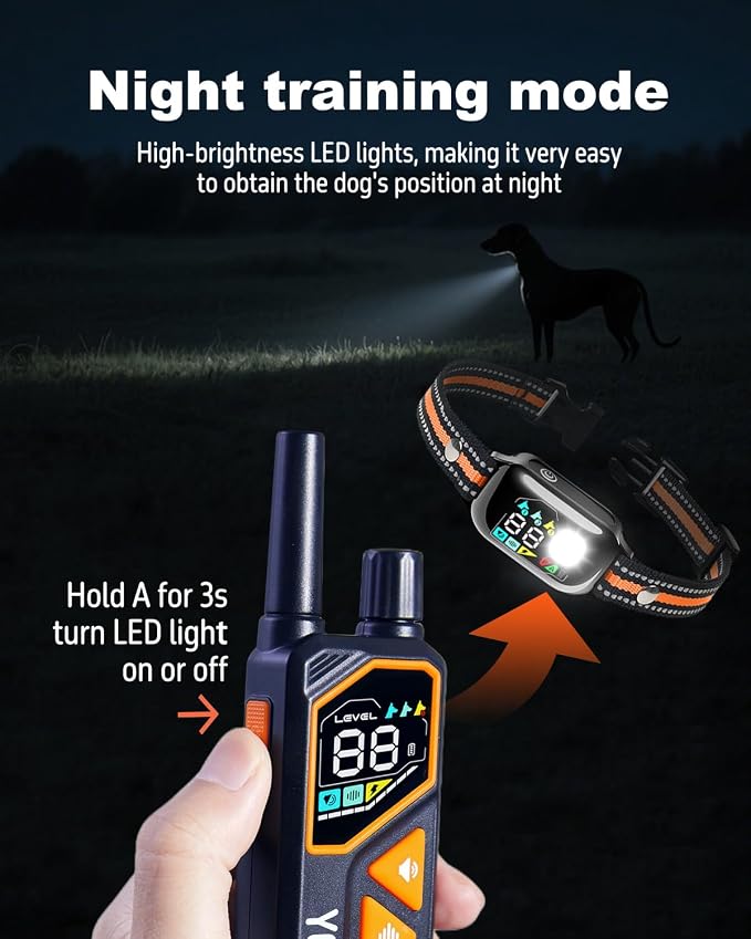 2-in-1 Dog Shock Collar with Remote & Bark Collar - Smart Anti Barking Dog Electric Training Collar with 5 Adjustable Sensitivity & 3300FT for All Breeds IPX7 Waterproof E-Collar for 2 Dogs