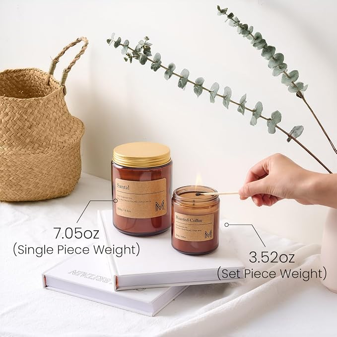 M&SENSE Oceanic Breeze Scented Small Candle, 7.5Oz Aromatherapy Candle for Home Fragrance, Soy Wax Candles Gift for Birthday, Housewarming, Amber Jar Candle for Stress Relief, Meditation, Yoga