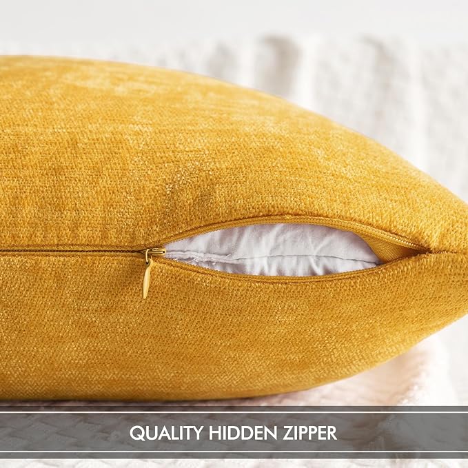 MIULEE Pack of 2 Goose Yellow Decorative Pillow Covers 18x18 Inch | Soft Chenille Couch Throw Pillows Farmhouse Cushion Covers for Home Decor Sofa Bedroom Living Room