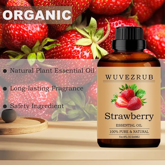 Strawberry Essential Oils 240ML, 100% Pure and Natural Essential Oil for Aromatherapy Diffuser - 8 Fl Oz/Strawberry
