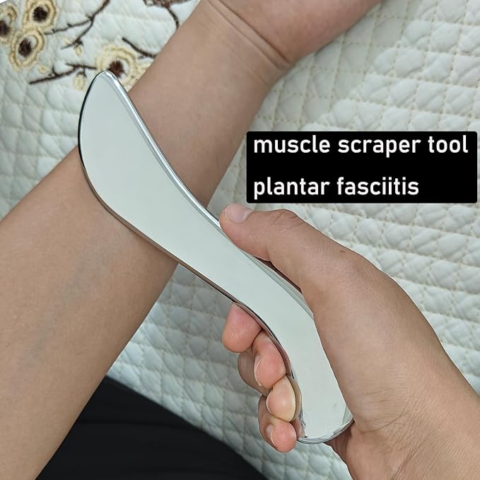 Professional Muscle Scraper Tool Set, Stainless Steel IASTM Tools for Physical Therapy, Soft Tissue Massage 14inch Long bar(Double Edge)