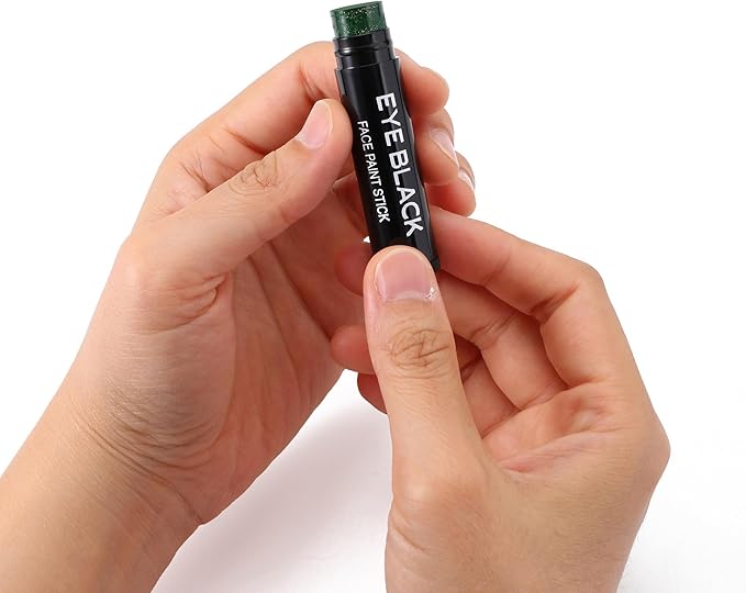Green Glitter Eye Black Stick, Anti-Glare Eyeblack for Baseball Football Softball Lacrosse Accessories, Sweat-Proof Sport Face Paint, Smooth & Long Lasting, Rich Full Coverage Shimmery Color